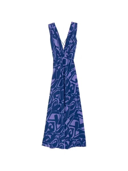 Rochie Blaklace cu imagine cu decolteu în V albastru