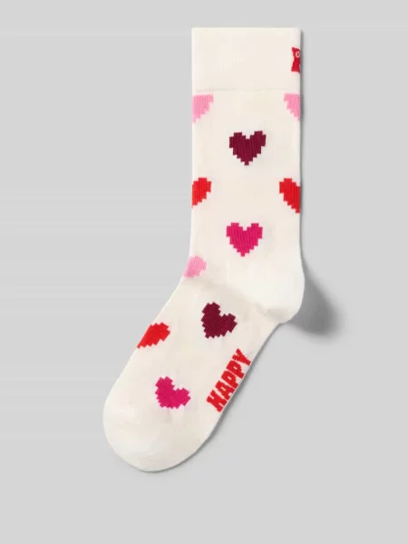 Skarpety z elastycznej mieszanki bawełny model Pixel Heart' Happy Socks białe
