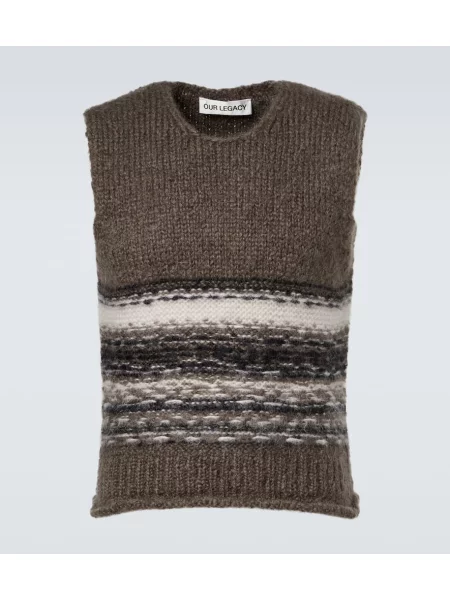 Vestă Our Legacy de lână cu dungi maro