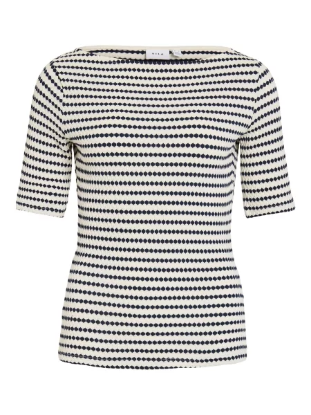 VILA Tricou VILopes albastru închis / natural alb