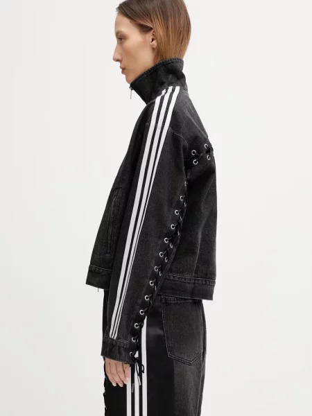 Adidas Originals Κοντό μπουφάν γυναικείο ντένιμ μαύρο