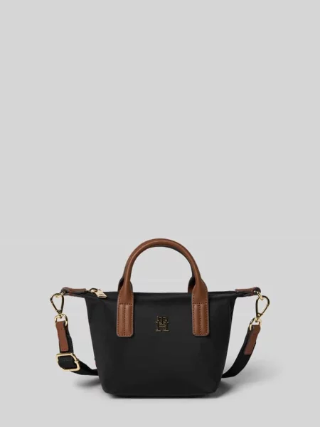 Torba z uchwytami i aplikacją z logo z metalu model ‘POPETTE MICRO’ Tommy Hilfiger czarna