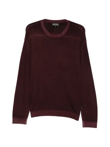 Pulover Emporio Armani de lână cu decolteu rotund violet