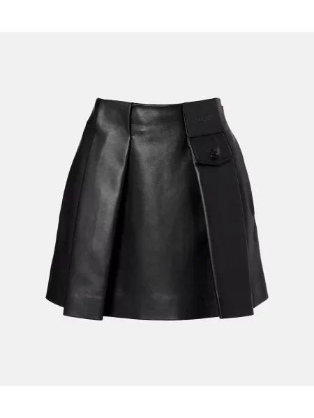 Fustă din piele Loewe plisată negru