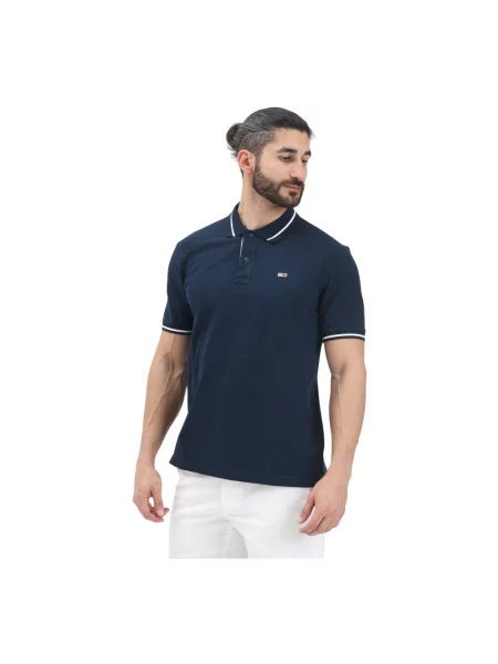 Koszulka polo o kroju regular fit z wyhaftowanym logo Tommy Jeans niebieskie