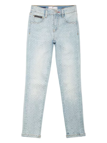 Jeansy straight leg dziecięce Philipp Plein niebieskie