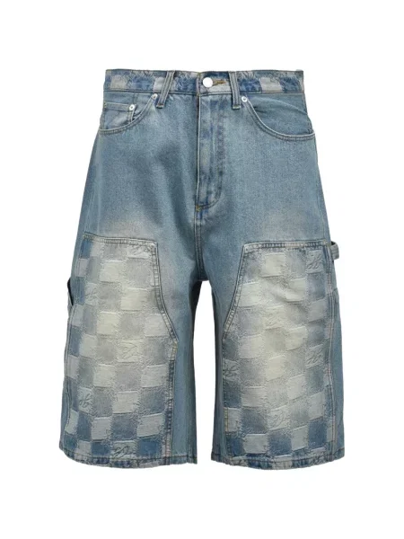 Pantaloni scurți Breath zdrențuiți în carouri albastru