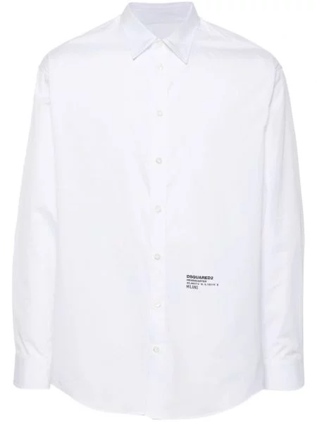 Cămașă Dsquared2 cu imagine din poplin alb