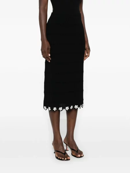 Fustă midi Maje cu model floral tricotate negru