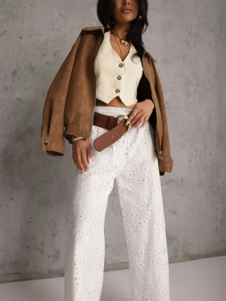 Pantaloni Elladith Albi alb