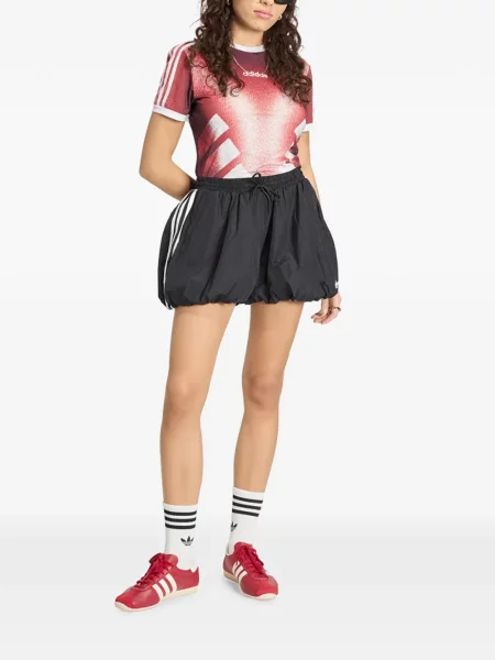 Csíkos kötött galléros póló Adidas fekete