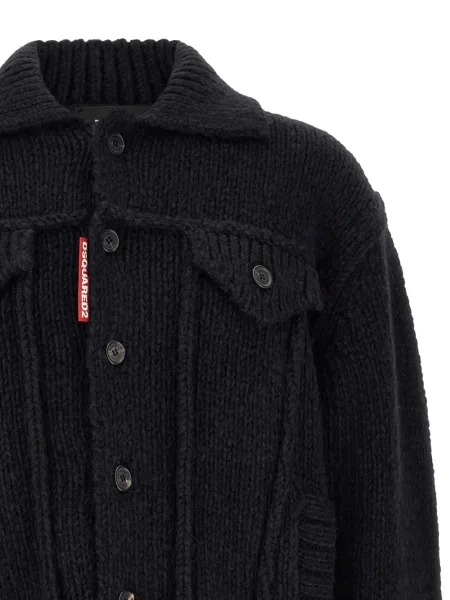 Cardigan Dsquared2 cu autograf negru