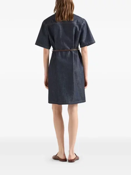 Mini rochie din denim Prada de costum mini albastru
