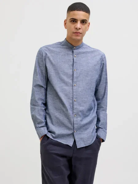 JACK & JONES Košeľa JJESummer Band melírovaná modrá