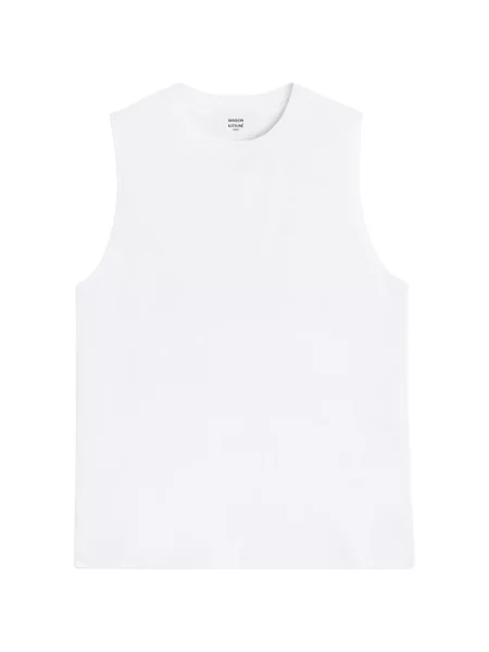 Tricou Maison Kitsune fără mâneci cu decolteu rotund alb