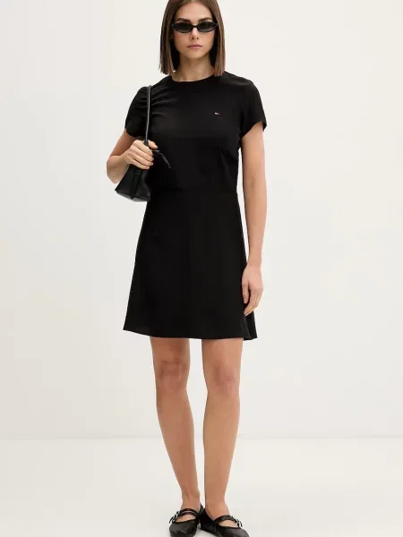 Tommy Jeans rochie de vară din vâscoză negru