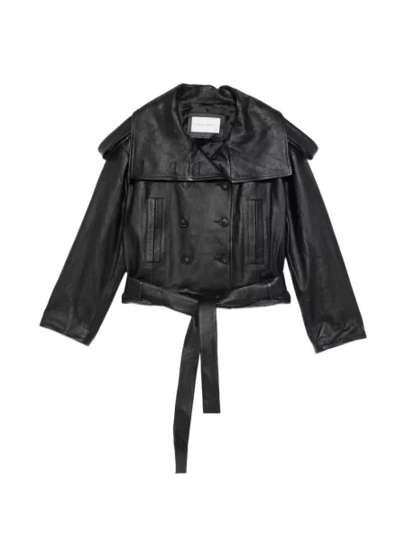Geanta de piele 7 For All Mankind cu două rânduri de nasturi negru
