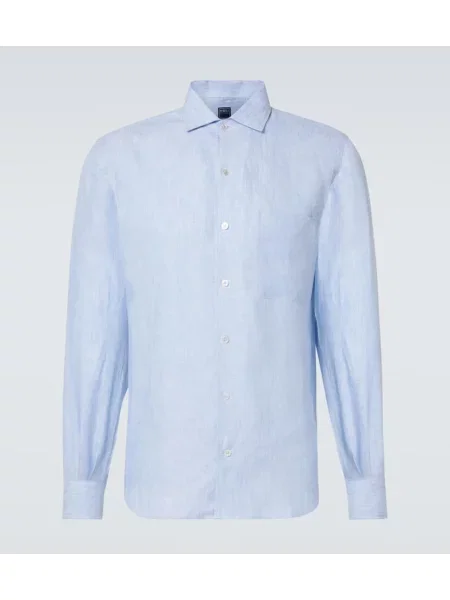 Lněná košile Fedeli modrá