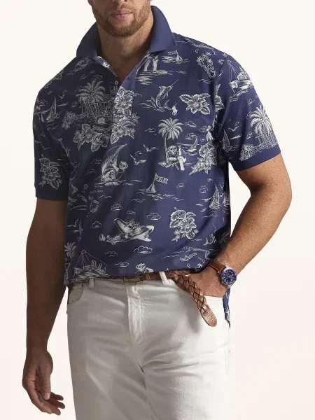 Polo Ralph Lauren Big & Tall Pletené Polo Tričko / krémová modrá