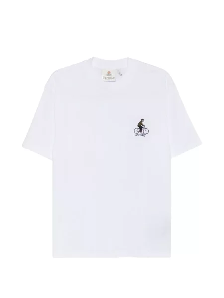 Tricou Barbour cu broderie alb