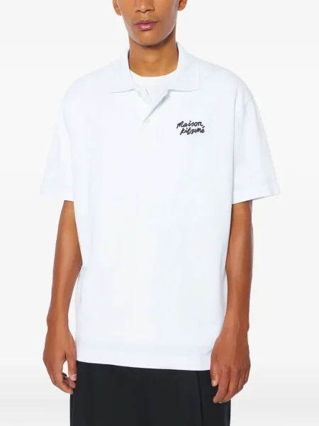 Polo Maison Kitsune cu broderie alb