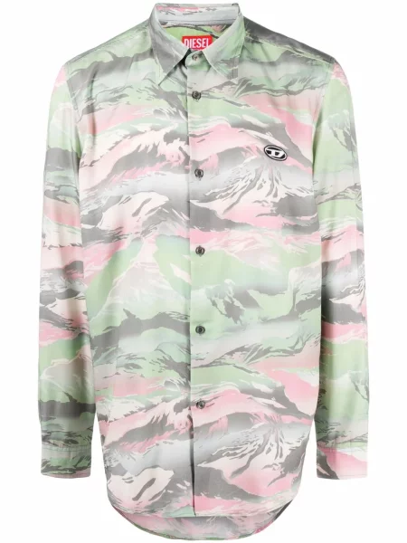 Cămașă Diesel cu model camuflaj verde