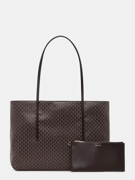 Geantă shopper Calvin Klein din piele maro