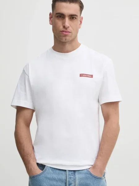 Calvin Klein t-shirt z nadrukiem biały