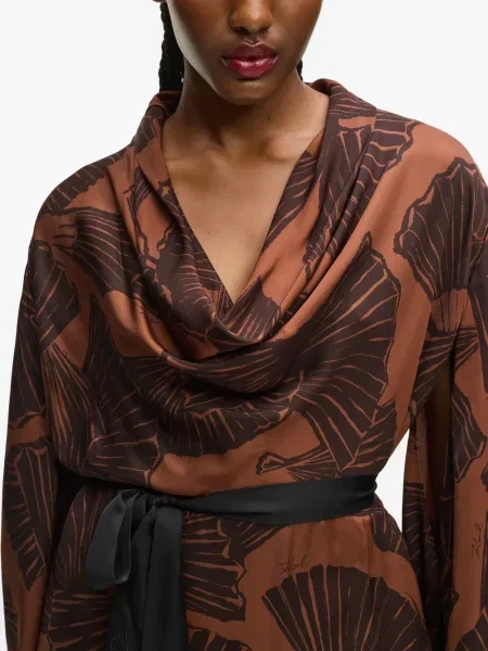 Rochie maxi Karl Lagerfeld cu imagine de costum maro