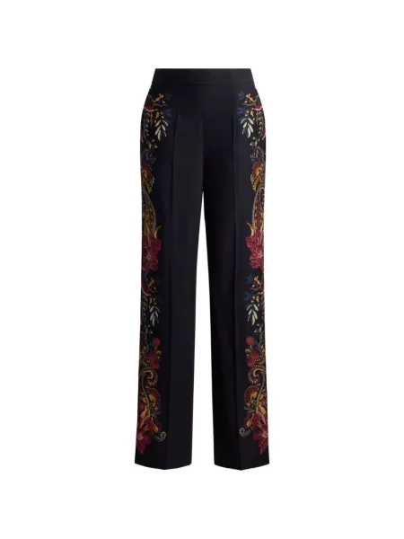 Pantaloni Etro de mătase cu model floral cu imagine negru