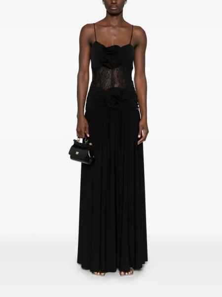 Rochie maxi Nissa cu model floral de costum negru