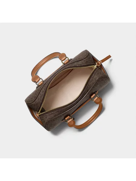 Torba podróżna Michael Kors z logo skórzana brązowa