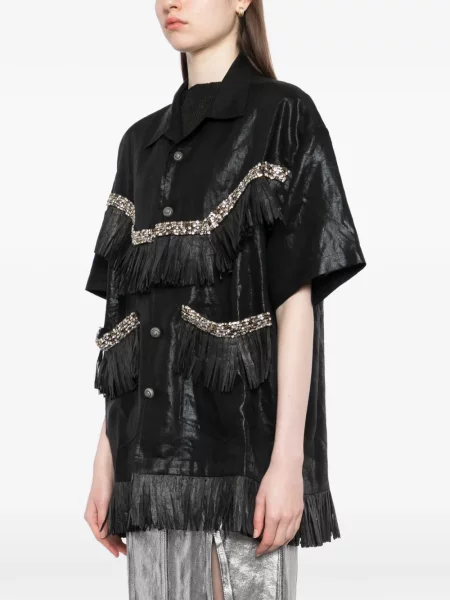 Koszula Penultimate z frędzli czarna