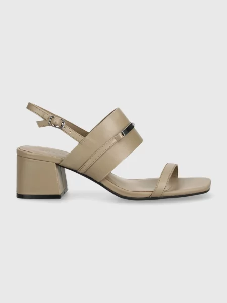 Sandały Calvin Klein skórzane brązowe