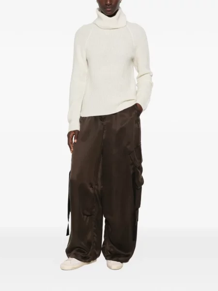 Pantaloni cargo Isabel Benenato din satin maro