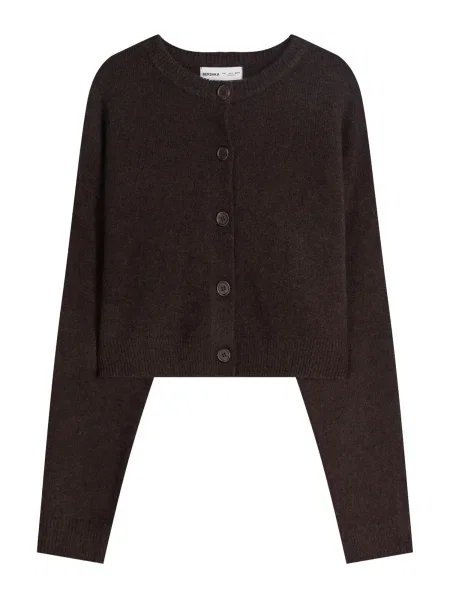 Bershka Pletena jopa temno rjava