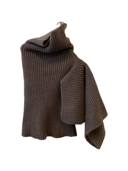 Pulover cu guler înalt top Rick Owens cu nervuri maro