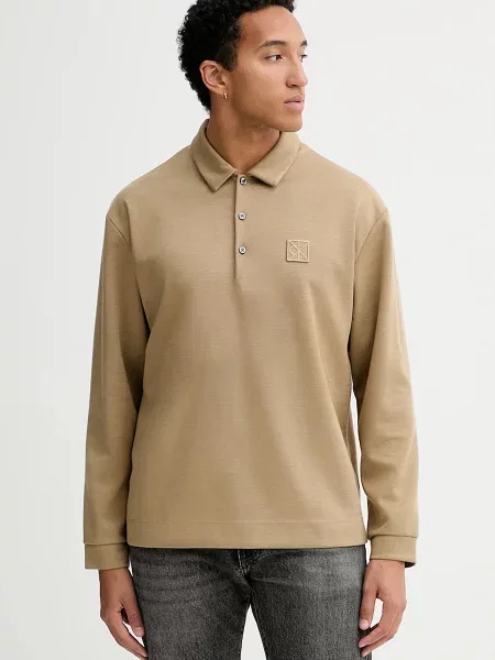 Tricou mânecă lungă Calvin Klein de lână cu mâneci lungi lung verde