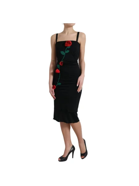 Haftowana sukienka ołówkowa Dolce And Gabbana czarna