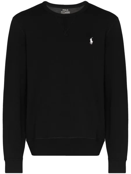 Pletená bežecká mikina Polo Ralph Lauren s výšivkou čierna