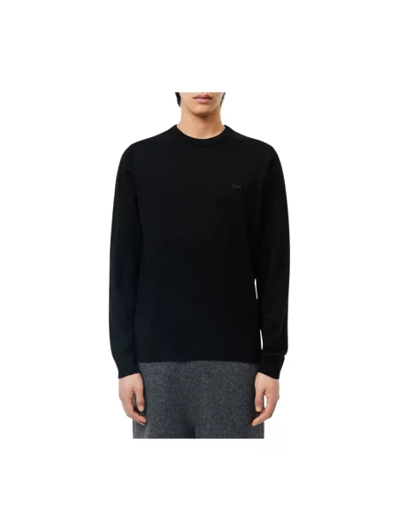 Sweter Lacoste z wełny merino czarny