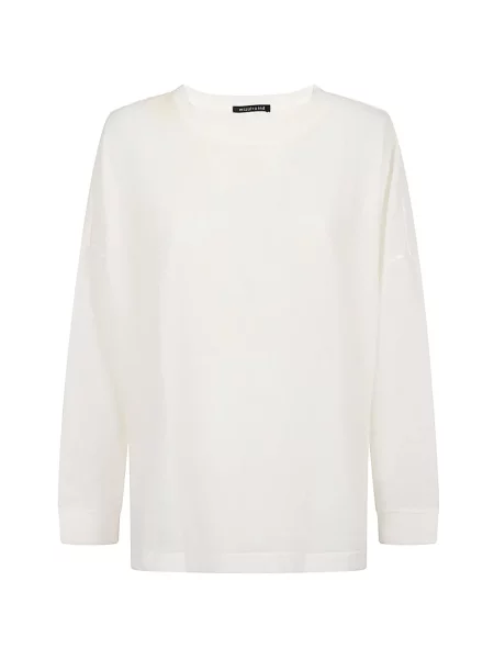 Lung tricou Mizuiro Ind cu decolteu rotund alb