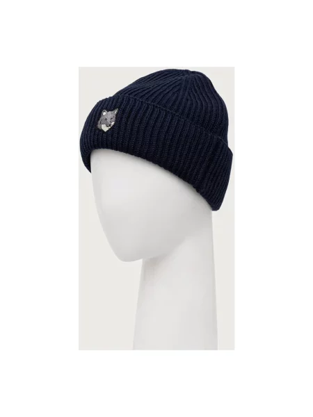 Czapka Maison Kitsune wełniana niebieska