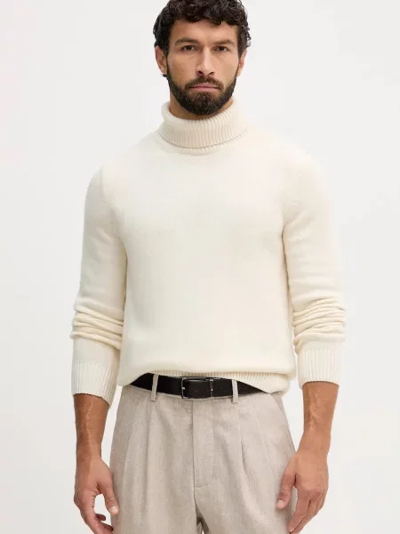 Barbour sweter z wełną z golferm biały