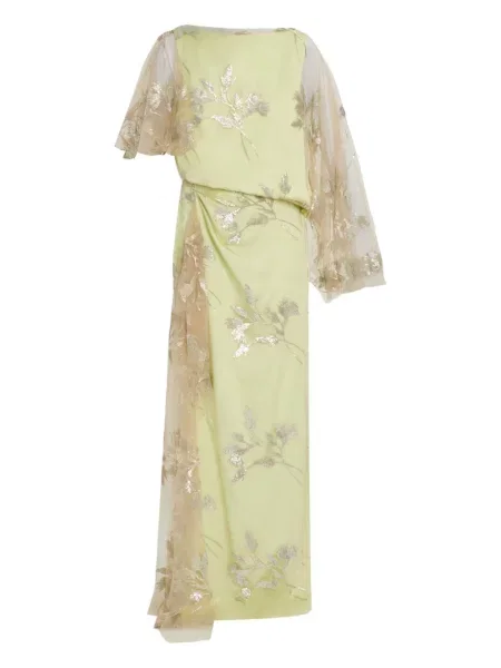 Rochie mini Erdem drapată scurtă de costum verde