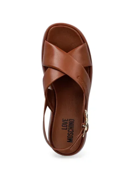 Remenčić sandale Love Moschino sa kopčom s uzorkom srca smeđa