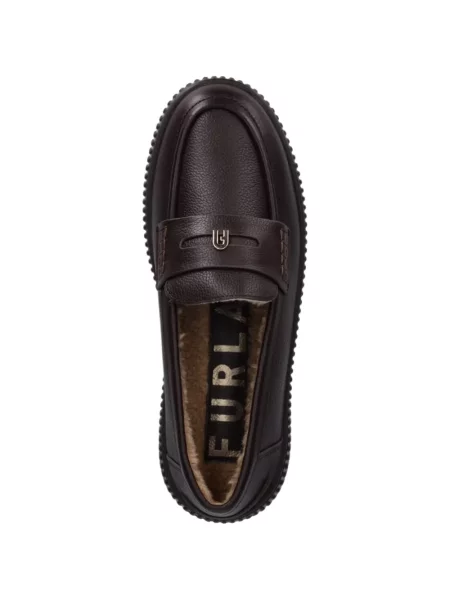 Pantofi loafer Furla cu autograf maro