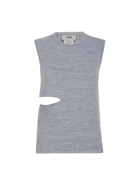 Top Fendi wełniany bez rękawów dwustronny szary