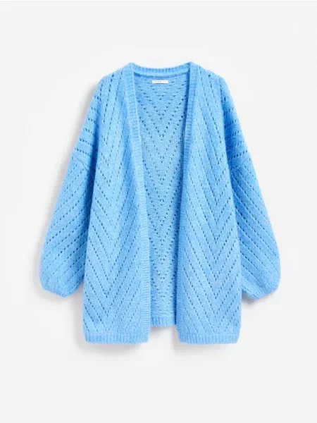 Reserved Cardigan ajurat albastru-violet albastru