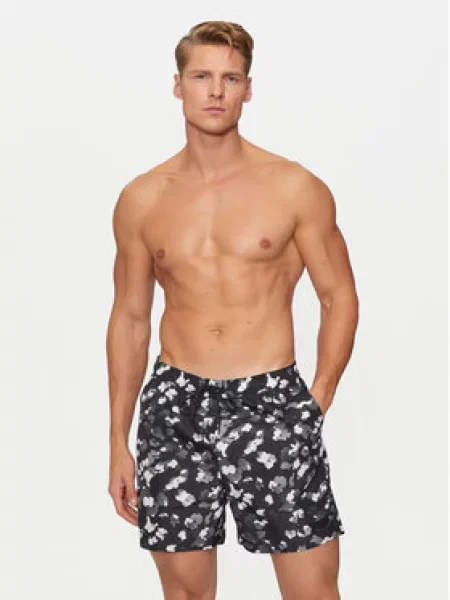 Plavecké šortky Calvin Klein Medium Drawstring-Print layered floral black černé